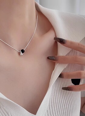 高级设计感圆锥黑玛瑙项链
