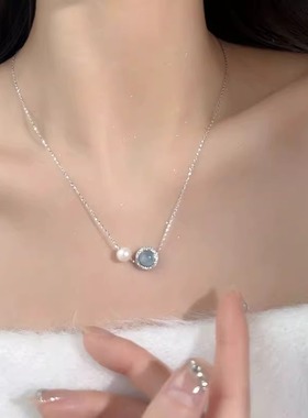 简约气质海蓝宝珍珠项链