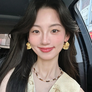 轻奢高级感金色树叶耳环秋冬独特个性小众设计感气质冷淡风耳饰