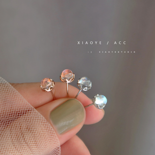 耳环小众耳饰夏季 人鱼泡泡 养耳洞925银针月光石耳钉女2022年新款