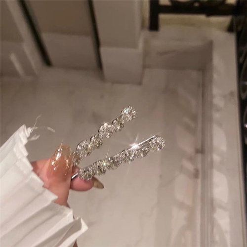 女团风高级感水钻发夹边夹