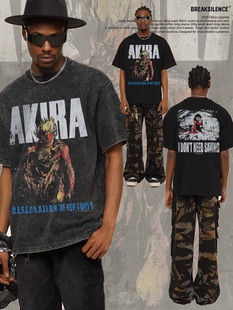 日系动漫印花AKIRA阿基拉短袖T恤男女街头潮流宽松纯棉情侣款半袖