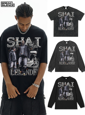 SGA 谢伊shai美式街头vintage印花短袖t恤男潮牌宽松重磅百搭长袖