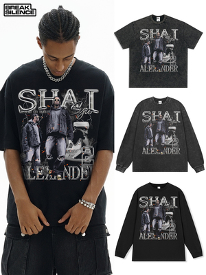 SGA 谢伊shai美式街头vintage印花短袖t恤男潮牌宽松重磅百搭长袖