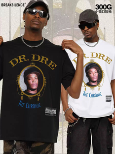 T恤男女街头嘻哈宽松纯棉小领口半袖 美式 说唱歌手Dr.Dre印花短袖