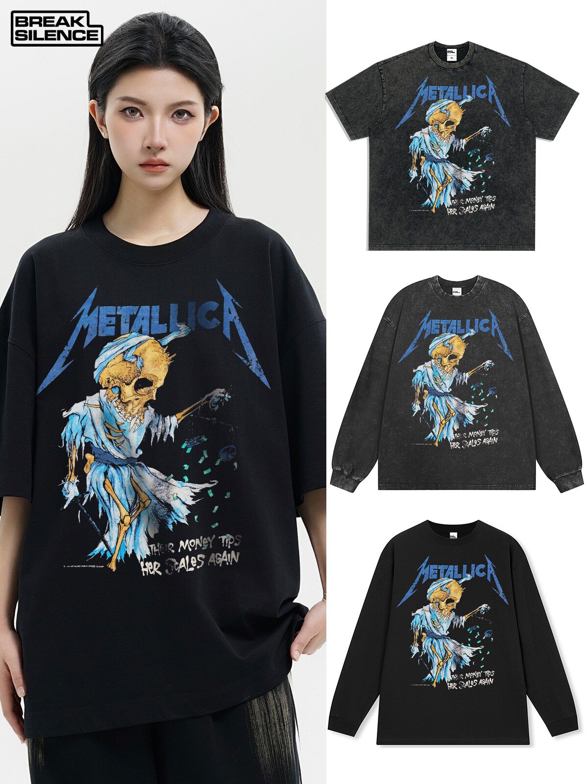 贾斯丁比伯同款 Megadeth 美式摇滚乐队vintage重磅纯棉短袖t恤男