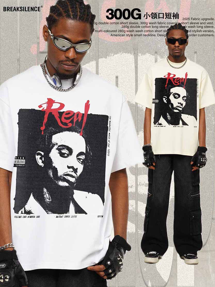 美式嘻哈说唱Kendrick Lamar印花短袖t恤男街头复古纯棉宽松半袖