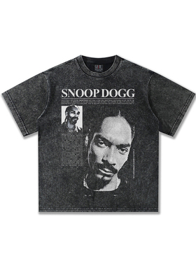 美式嘻哈SnoopDogg短袖T恤男女街头潮流oversize宽松重磅纯棉半袖