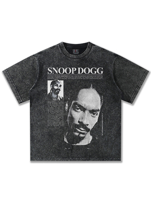 美式嘻哈SnoopDogg短袖T恤男女街头潮流oversize宽松重磅纯棉半袖