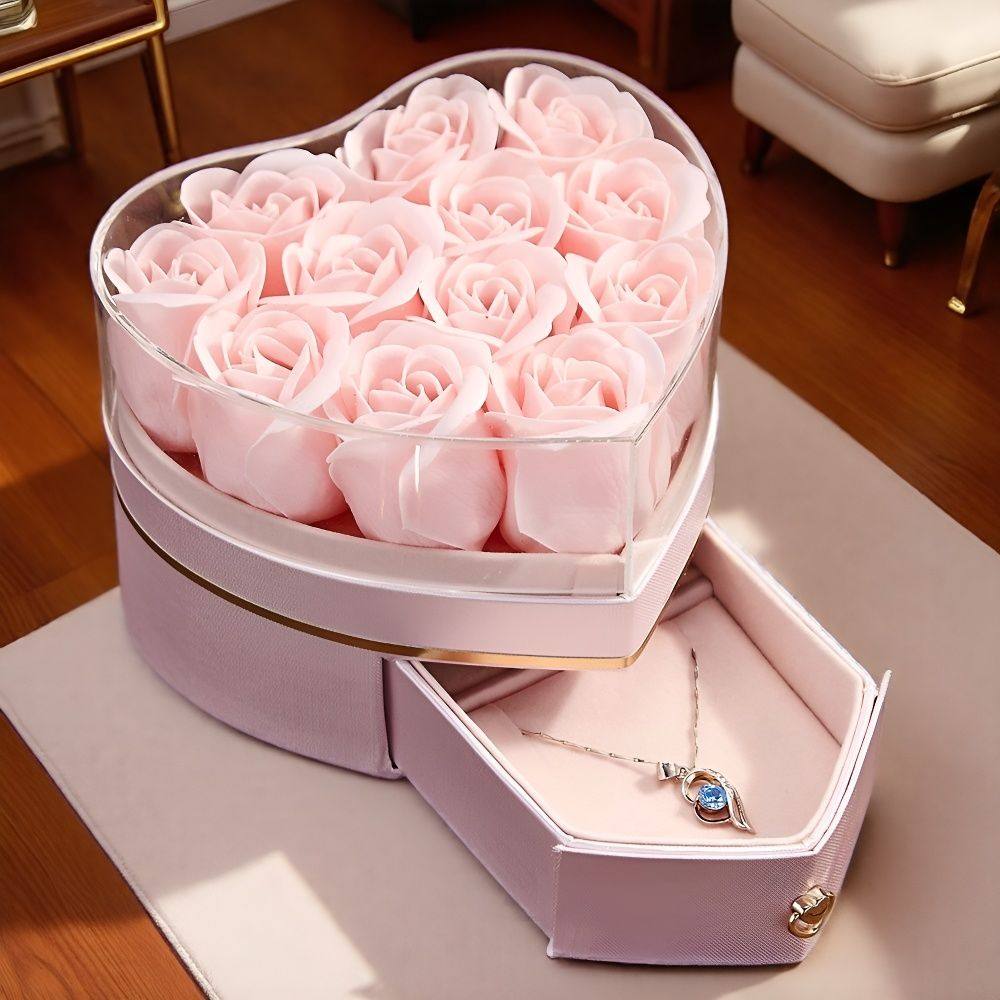 玫瑰花盒抽屉9朵永生花口红项链戒指款首饰情人节生日礼物包装盒,包装,首饰包装,淘宝优惠券,粉丝福利购,淘宝优惠卷