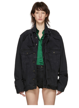 yproject牛仔外套女宽松韩版潮insbf中长款重工2023秋冬牛仔衣