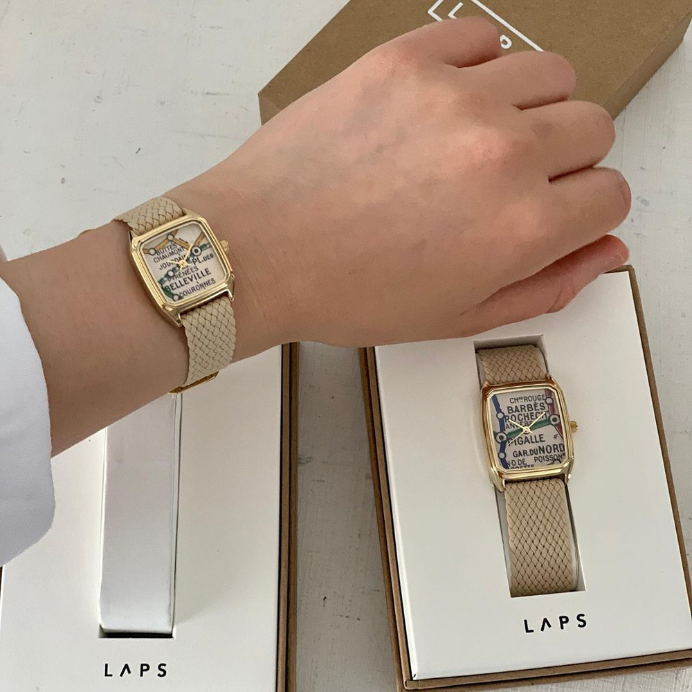 巴黎艺术家尼龙编织带方形手表