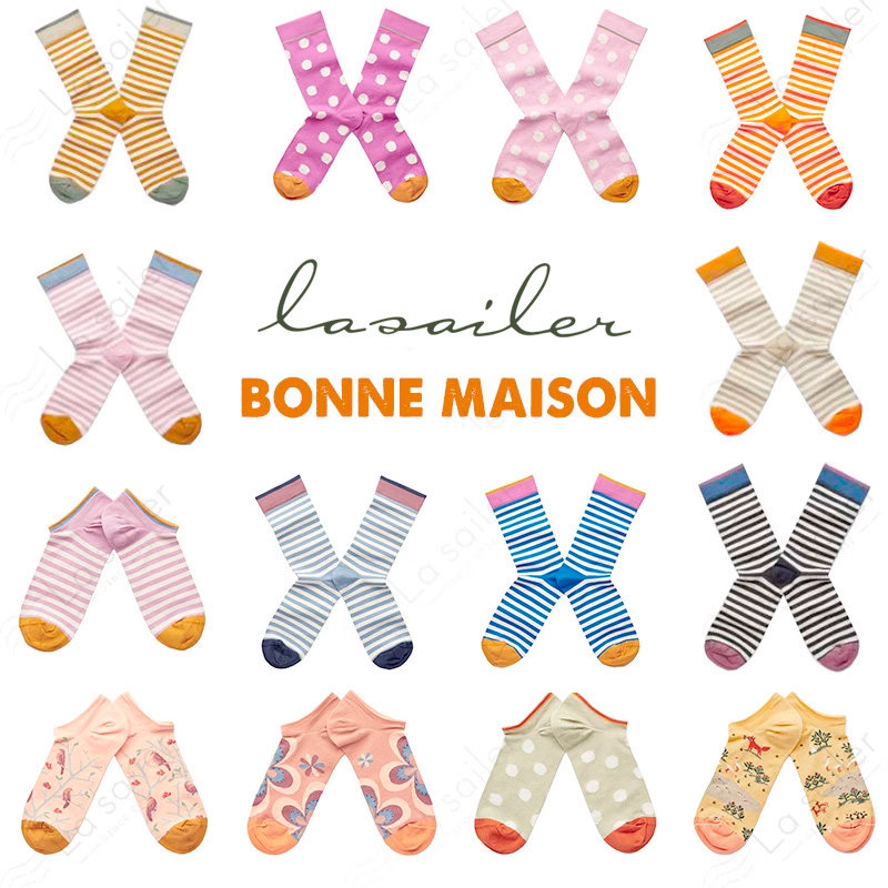 潮袜法国中筒艺术波点条纹棉袜子