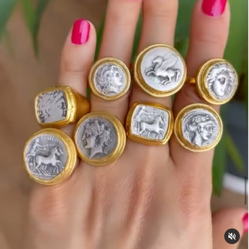 ins戒指希腊神话头像银币欧美潮