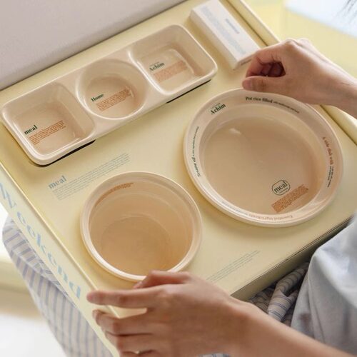 现货韩国正品momur weekend9奶油陶瓷早西餐盘面碗高颜值ins刀叉