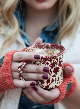 美国正品Crow Canyon搪瓷珐琅马克杯咖啡牛奶复古韩风手握短杯桶