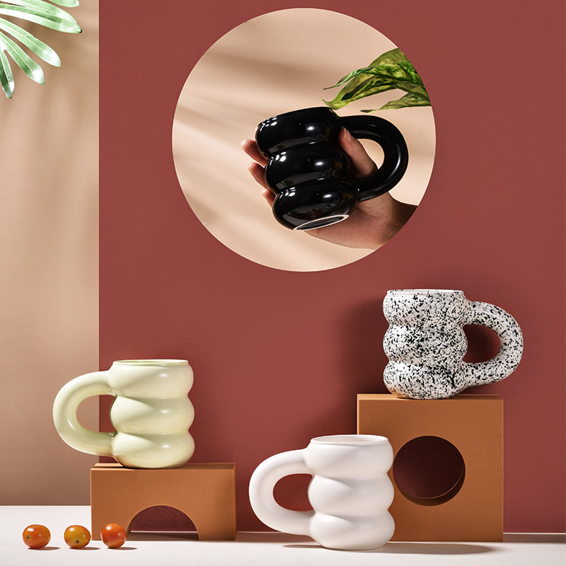 陶瓷米其林粗把防烫ins风水杯