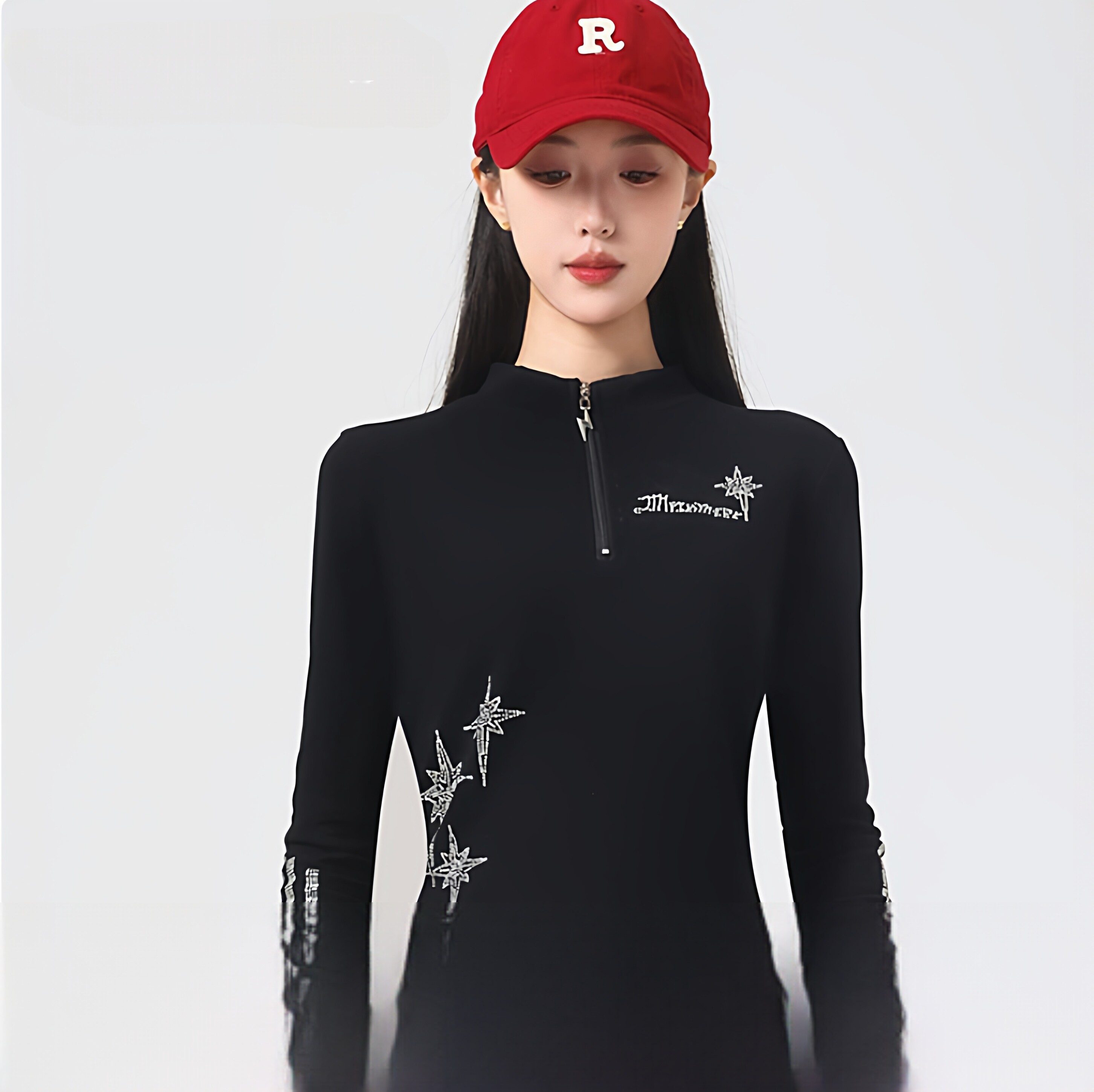 秋冬新款广场舞服装女士长袖上衣拉链薄绒运动修身舞蹈服休闲烫钻