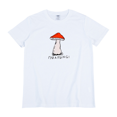 Ｉ'ｍ a fungi英文谐音梗手绘蘑菇纯棉短袖T恤男女tee Fun Guy