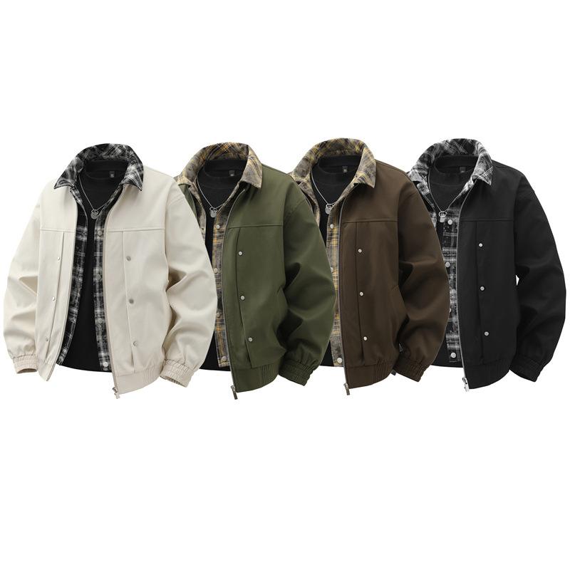 大码男工装假两件立体图复古美式