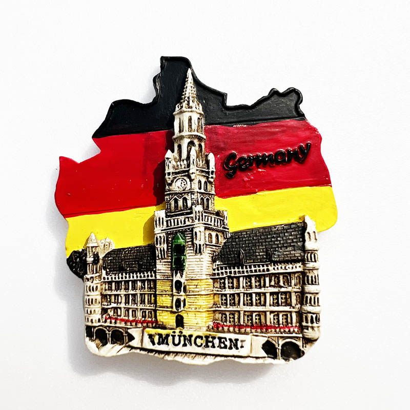 德国慕尼黑市政厅旅游纪念磁性冰箱贴工艺品 树脂磁贴磁吸磁铁贴