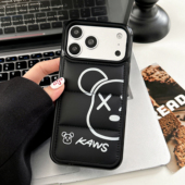 日韩ins风创意时尚 卡通熊黑色羽绒服适用iPhone17promax苹果16E全包15防摔14保护套13情侣12男11女XRS13mini