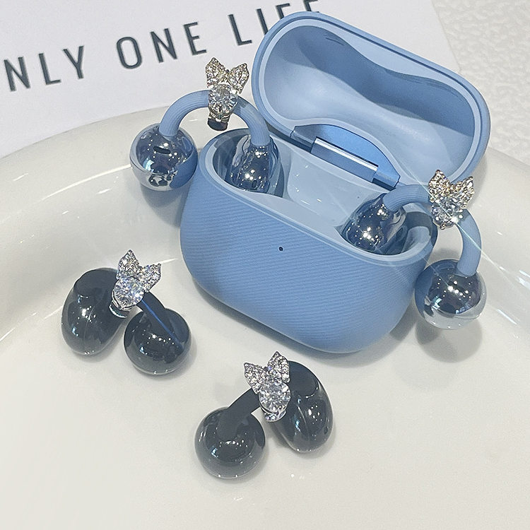适用freeclip耳机夹扣爆闪蝴蝶结钻扣通用款精致钻扣少女心配饰