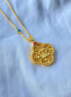 新中式古法烧蓝链条项链项链