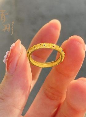 花丝金枝玉叶戒指古法掐丝宫廷风手镯送礼佳品高级感设计时尚戒指