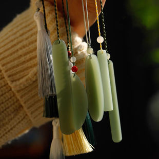 新中式仿和田玉碧玉书签挂饰摆件手工国风文创书签纪念品礼物饰品