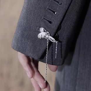 领扣袖 新中式 西装 扣清冷感小众复古国风中山装 口配饰 蝴蝶结流苏袖