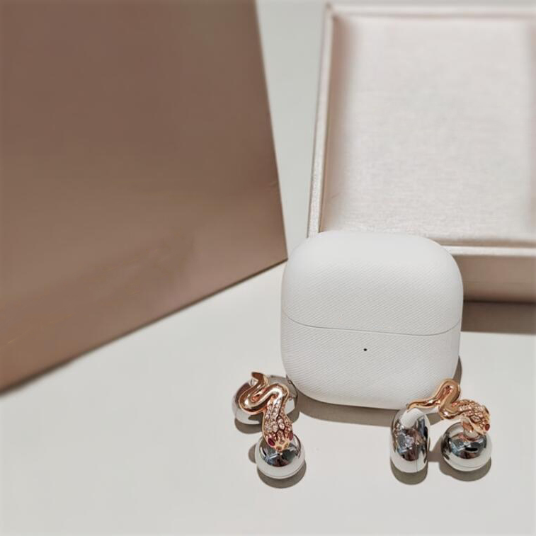 适用于freeclip2耳机钻扣金色满钻灵蛇耳夹扣小众甜美风耳饰配饰