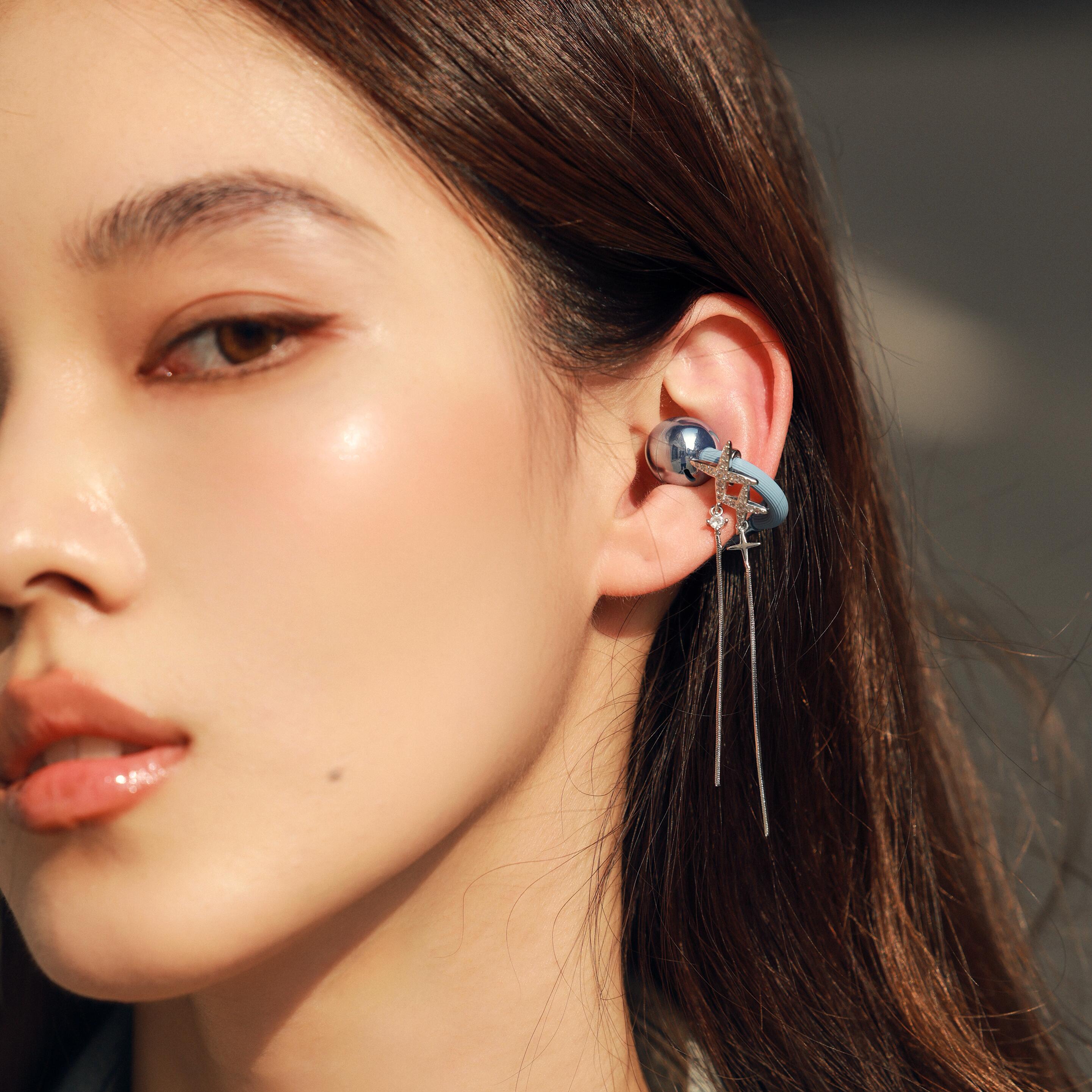 适用于freeclip2耳机钻扣星芒流苏链条耳夹扣diy高级感耳饰配饰