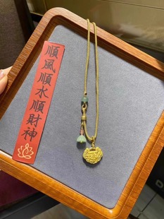 黄金色项链喜上眉梢锁包吊坠手工编绳配好运连连竹报平安项链吊坠