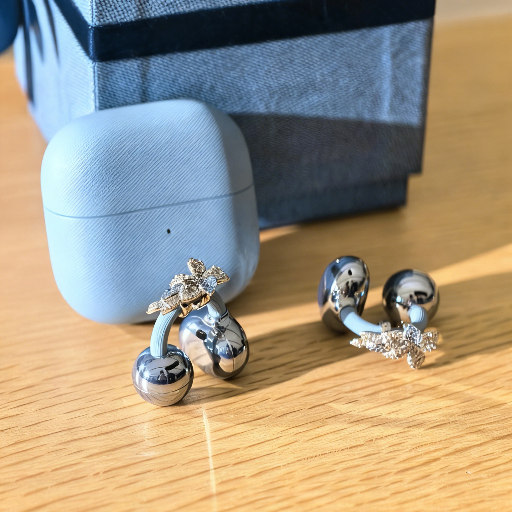 适用于freeclip2耳机钻扣满钻花朵耳夹扣diy精致高级感耳饰配饰