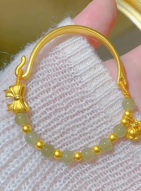 黄金色半镯如意手链和田钰半镯