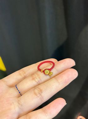黄金色mini实心吉言戒指人工编织