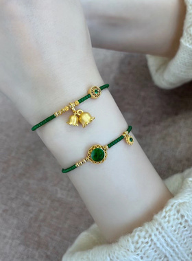 墨绿色琉璃珠手链显白极细串珠