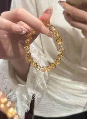 新中式黄水晶手链女招米小能手轻奢小众设计高级感手串手饰送闺蜜