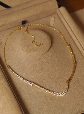 极简项链锁骨链设计感复古复古小众鬼才设计 金色项链 重工锁骨链