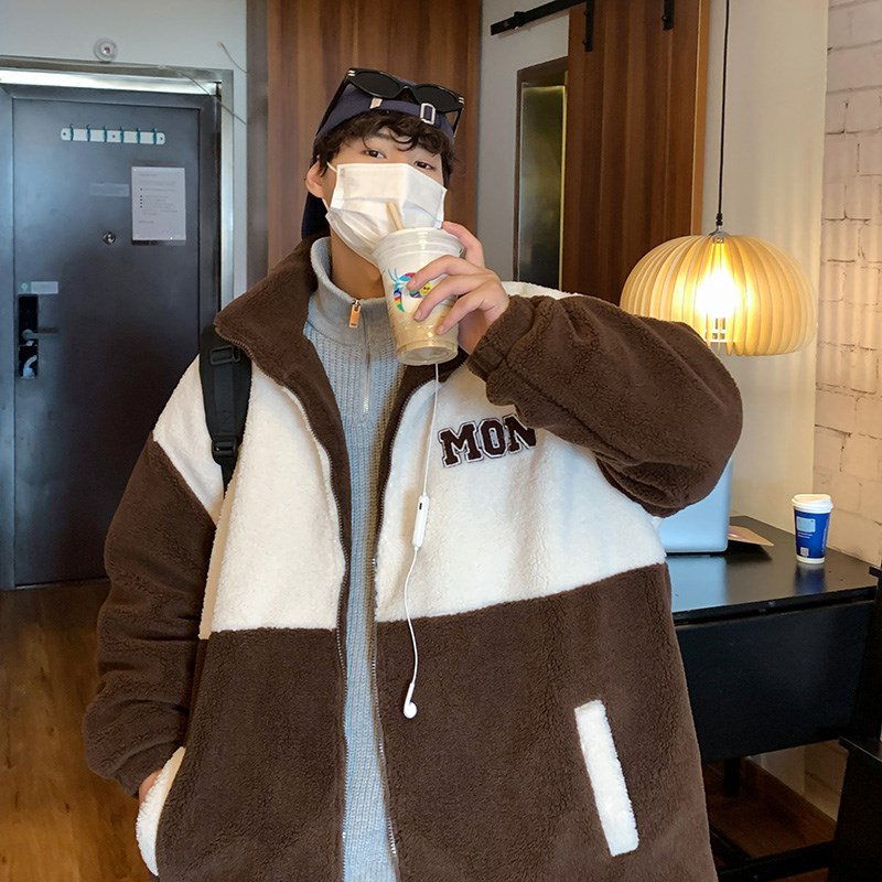 男女加厚羊羔毛棉服港风棉衣休闲外套1404-1-MY9369-P100，男装棉衣，星座1404-3