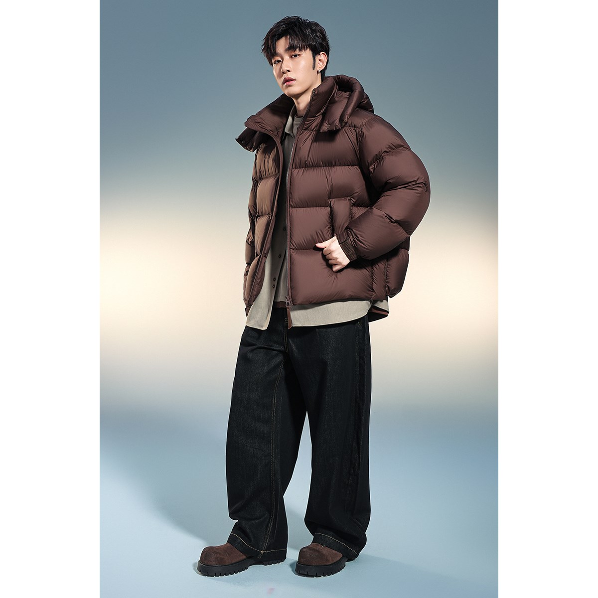 1404-2-D834—P369 高品质印花90绒羽绒服潮流时尚简约休闲百搭1图片