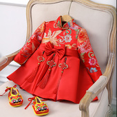 宝宝一周岁礼服女童生日宴会婴儿抓周儿童唐装 小女孩过年拜年服冬