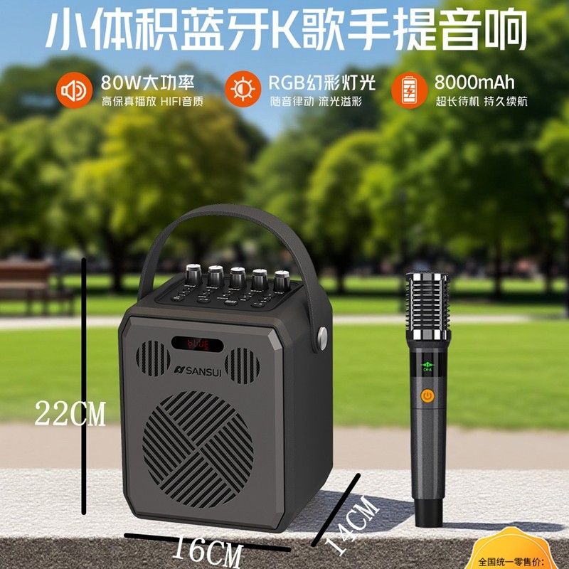 山水G008迷你小音响户外家用广场舞唱歌电吹管手提蓝牙音箱低音炮