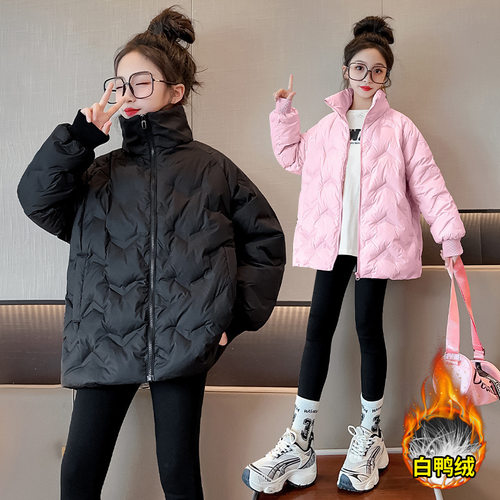 女童羽绒服2024冬季新款儿童轻薄羽绒服白鸭绒保暖中大童外套