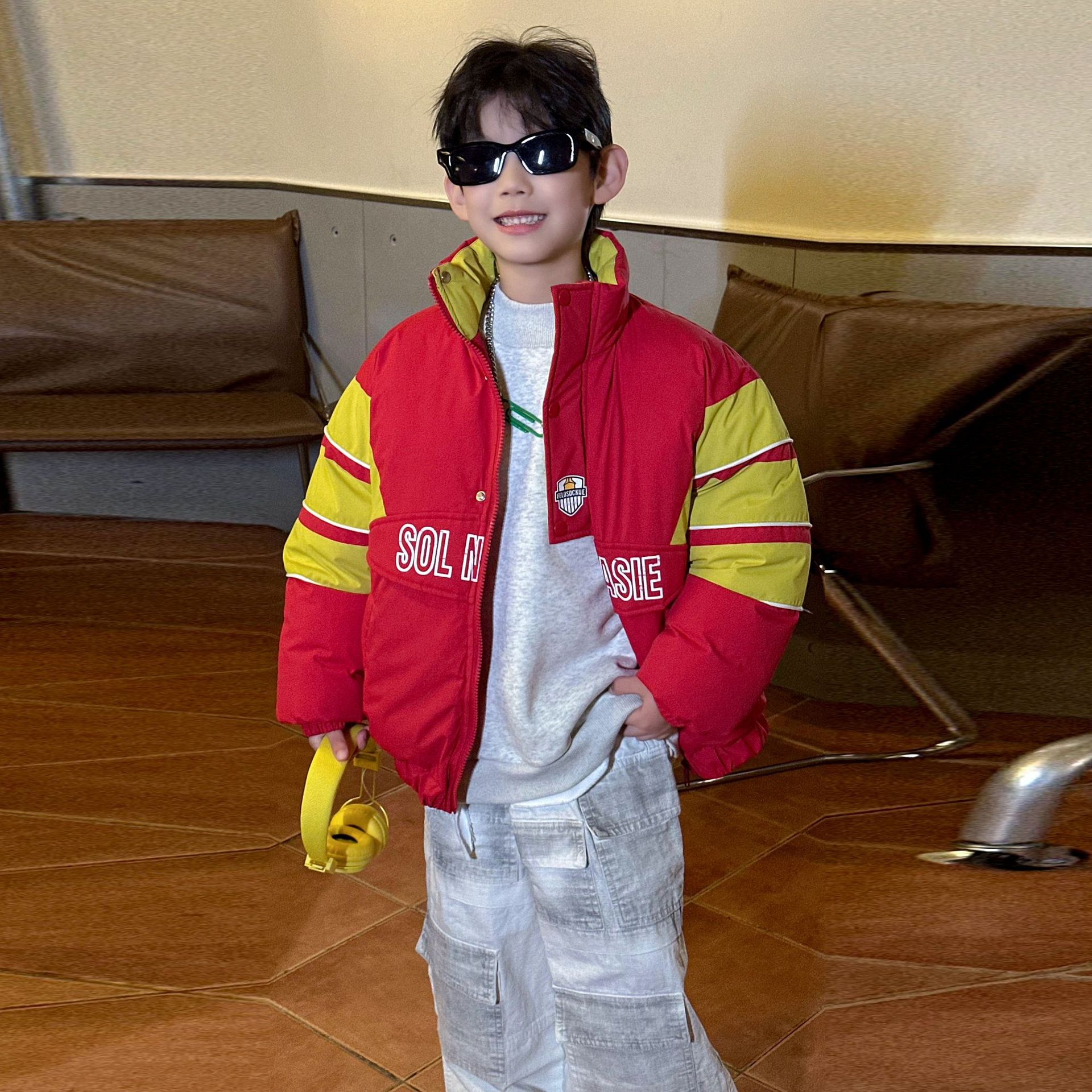 童装男童冬季加厚棉衣儿童保暖棉服2025新款国潮夹棉外套休闲冬装