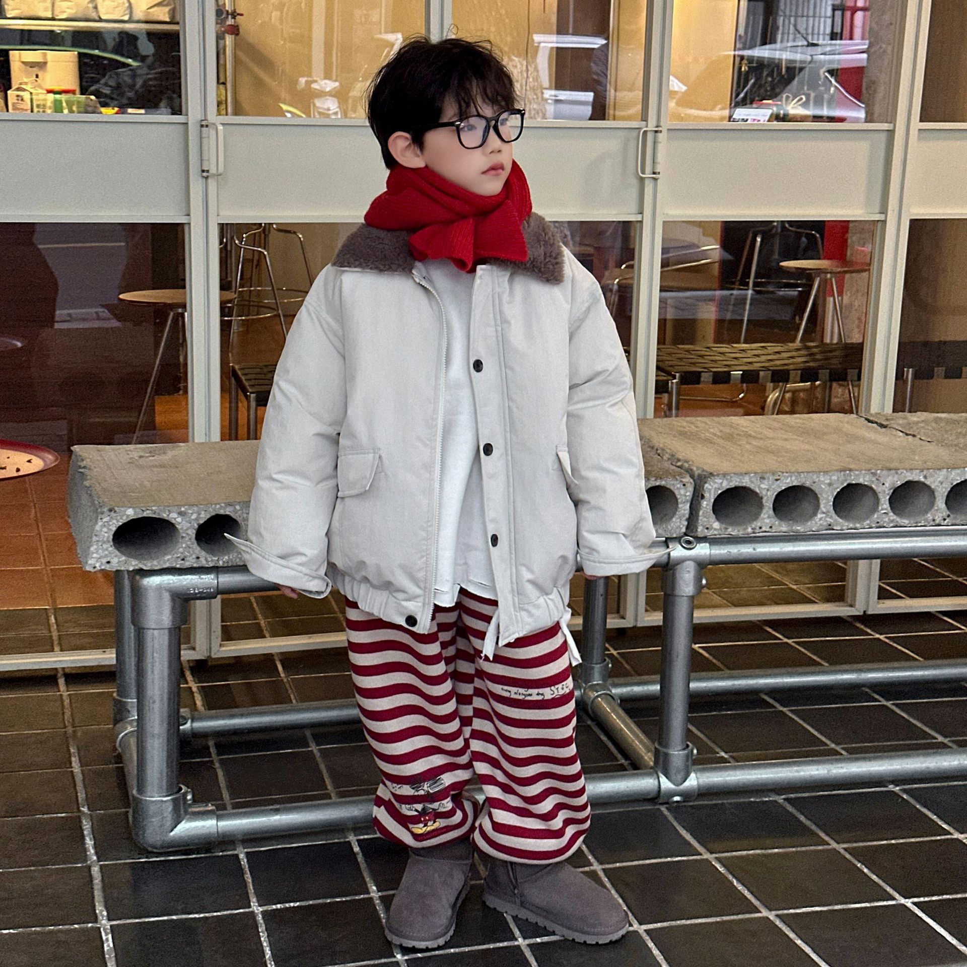 男童冬款夹棉外套2025冬季新款儿童棉衣加厚派克服保暖织里童装潮