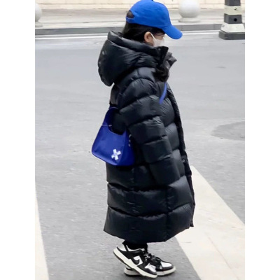 白鹅绒反季冬装儿童黑金面包加厚款男童女童短款中长款抗寒羽绒服