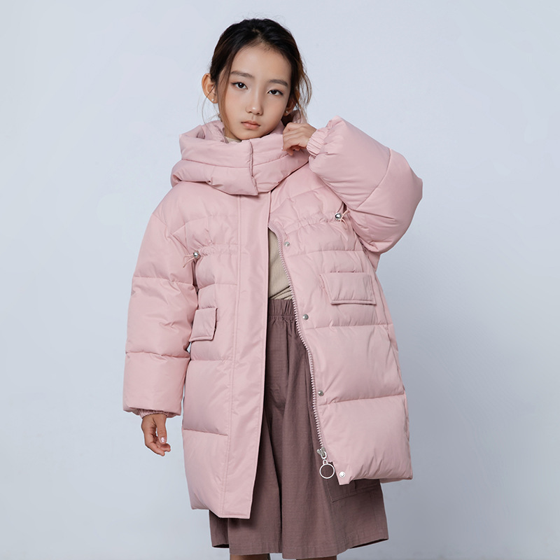 女童羽绒服2024新款儿童中长款洋气女中大童童装冬季加厚连帽外套