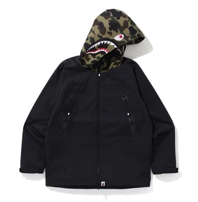 BAPE SHARK DOODIE JACKET 迷彩鲨鱼头连帽机能风格日系潮流夹克
